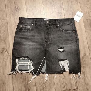 NWT Free People Destroyed Denim Jean Skirt Size 29